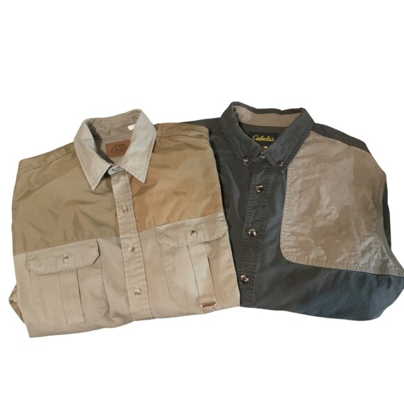 VTG Cabelas & Ruddy Duck Hunting Shirts Lot of 2 XL Beige/Gray Left-Hand Design - Picture 1 of 16